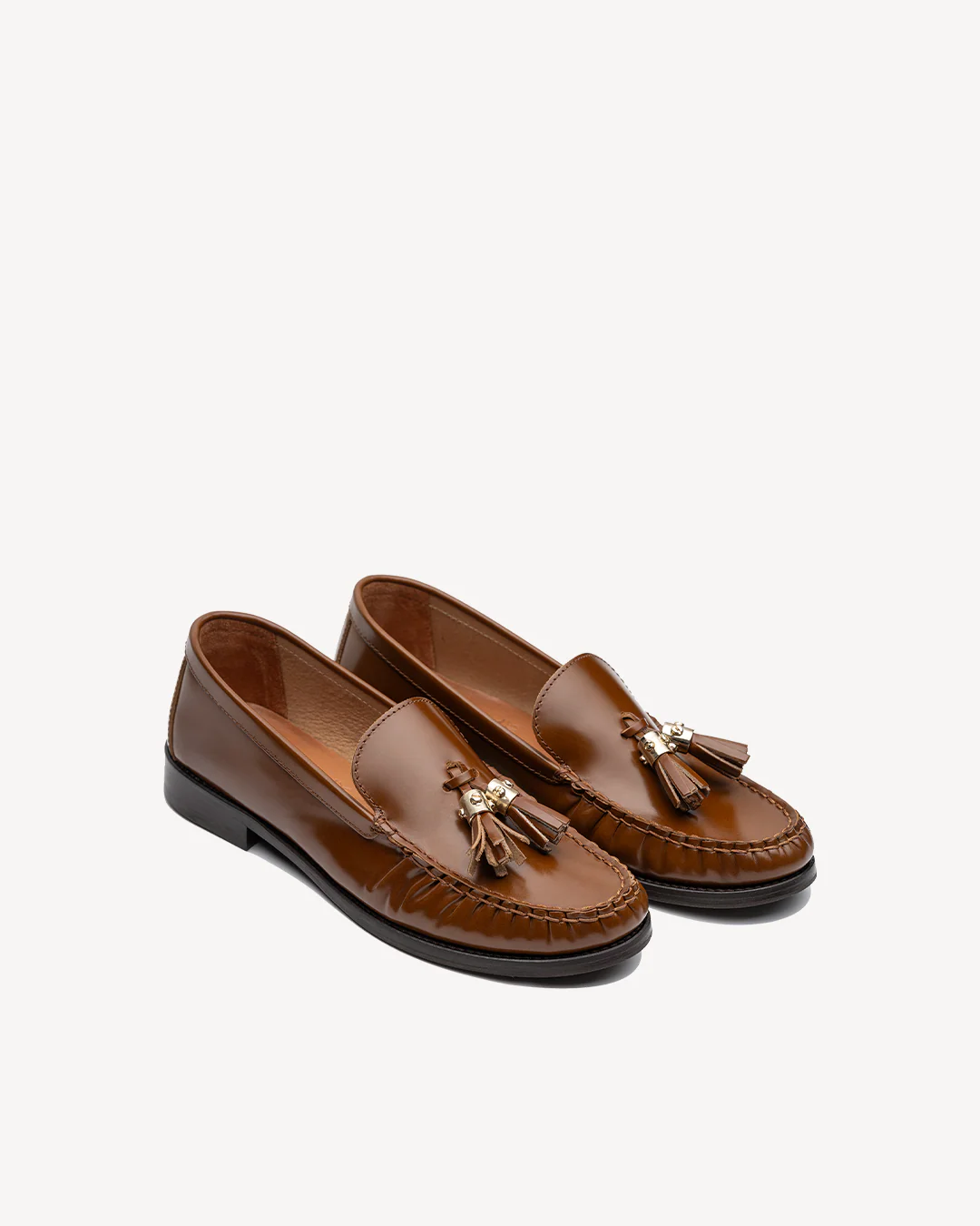 Camel Glossy Leather Moccasin - Image 3