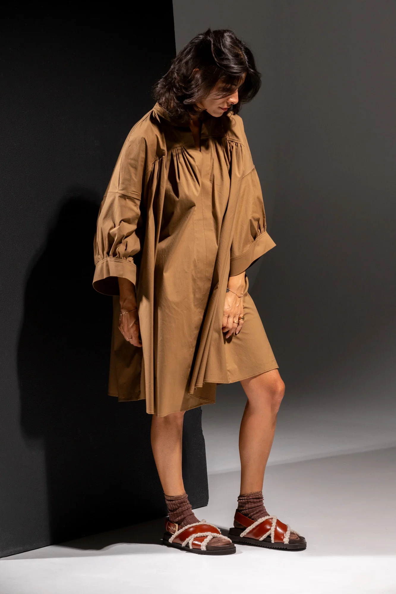Furry Crossed Sandals Camel - Image 6