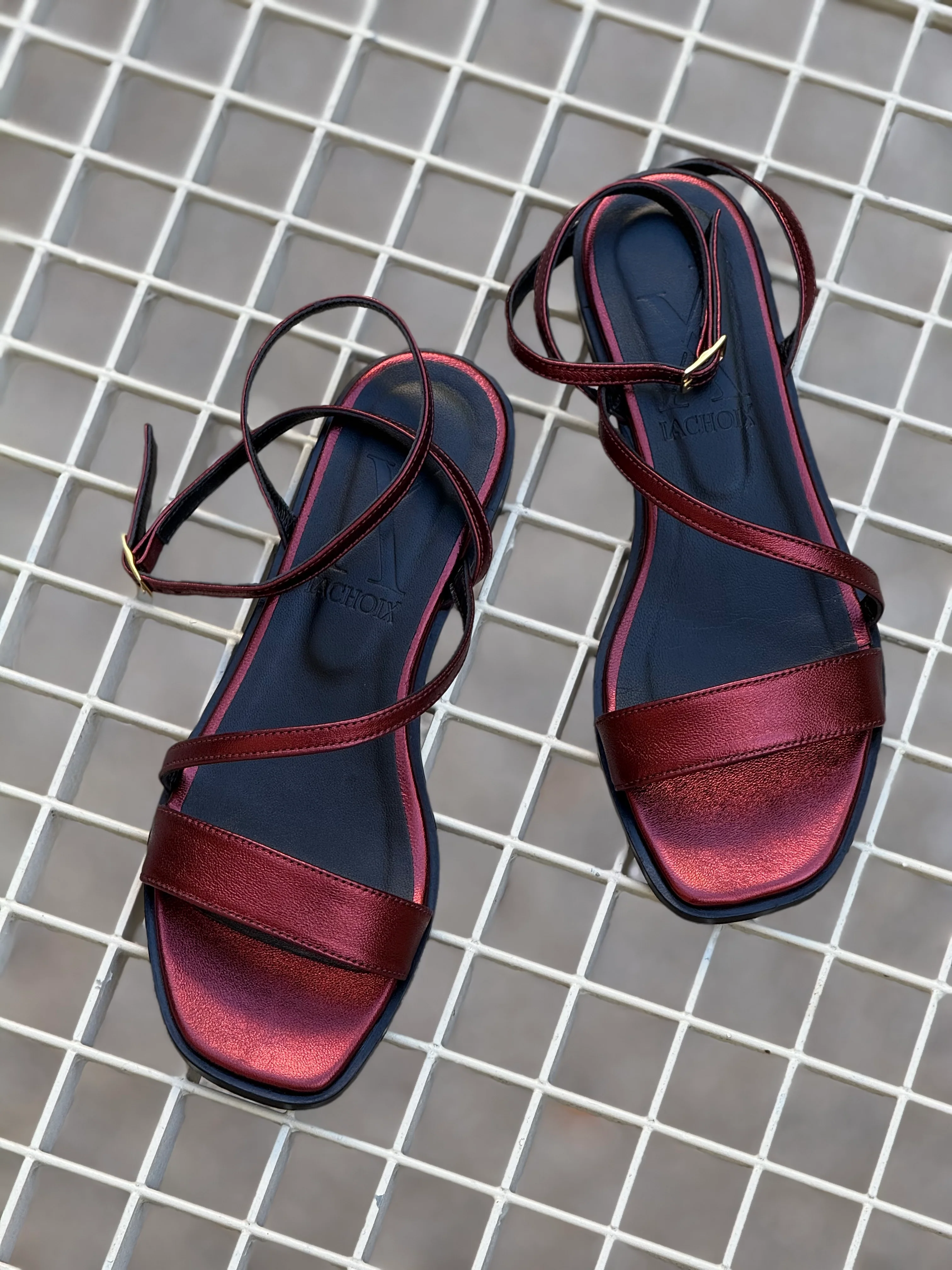 Grace Bordeaux Flat Sandals - Image 4
