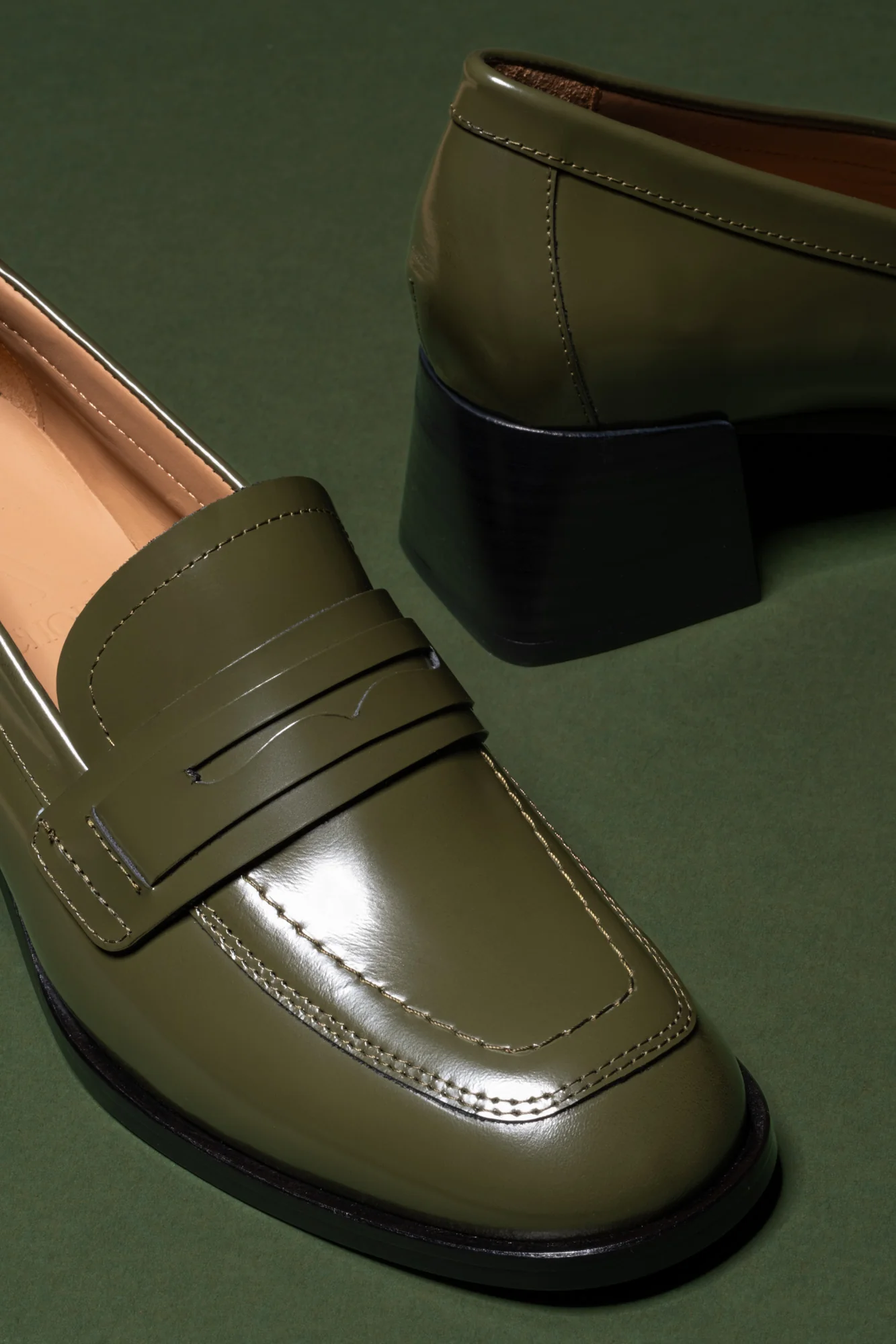 Moss Green Mid-Heel Loafer - Image 5