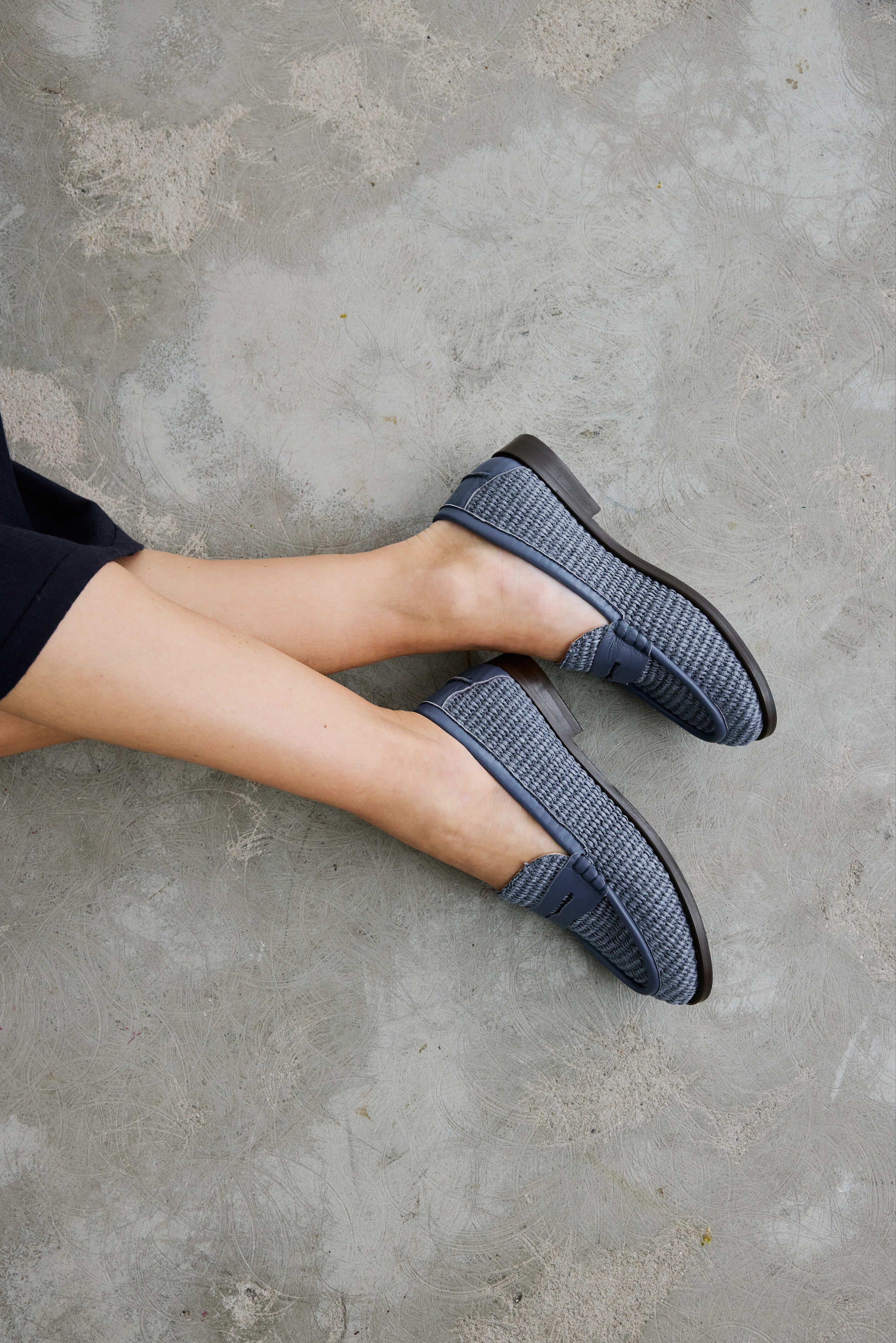 Raffia Penny Loafer Steel Blue - Image 2