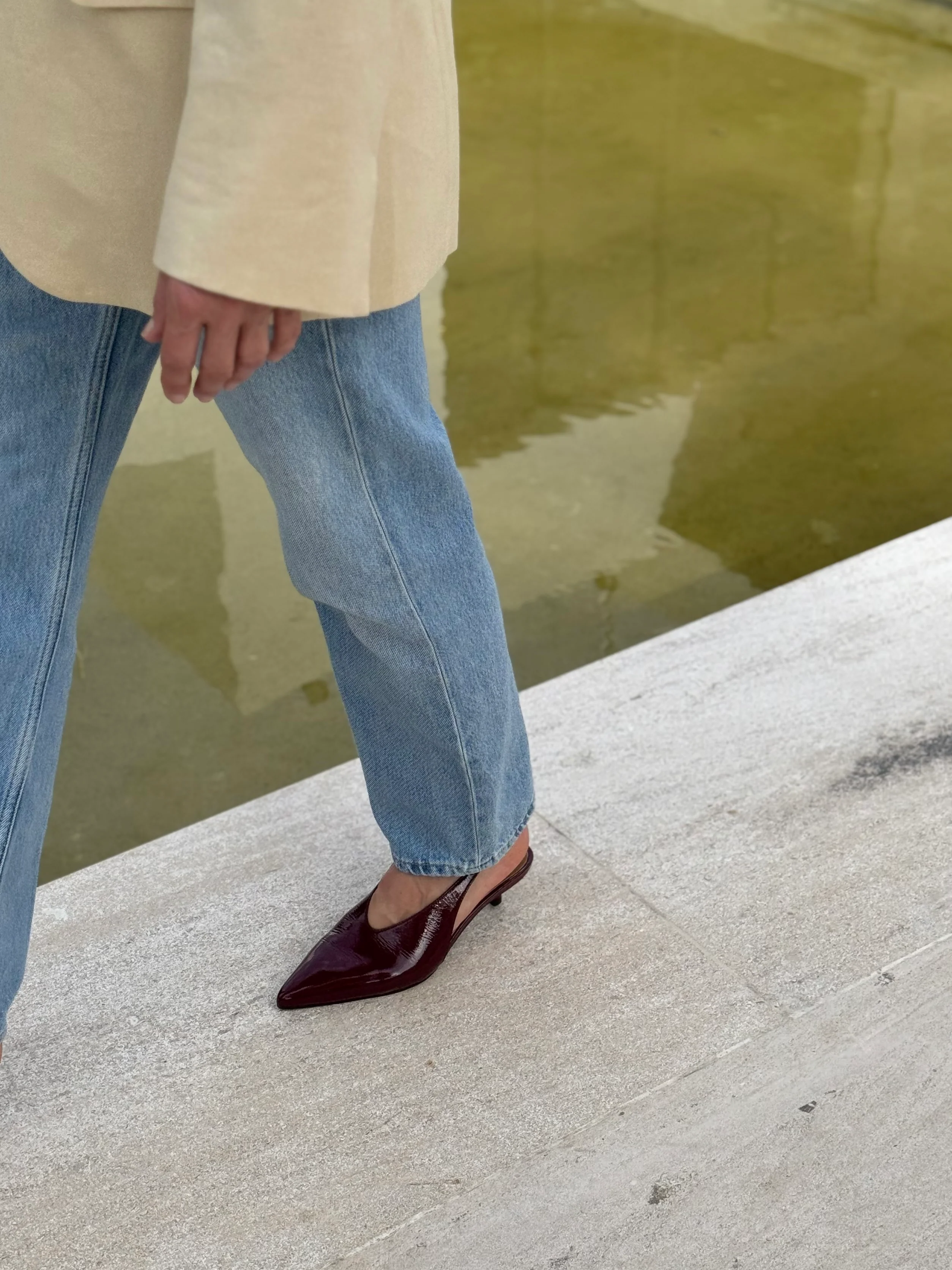 Slingback Kitten Heel Burgundy - Image 6